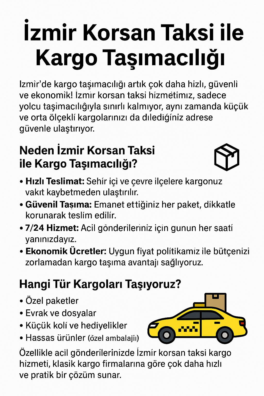 Kargo Taşımacılığı (İzmir Korsan Taksi)